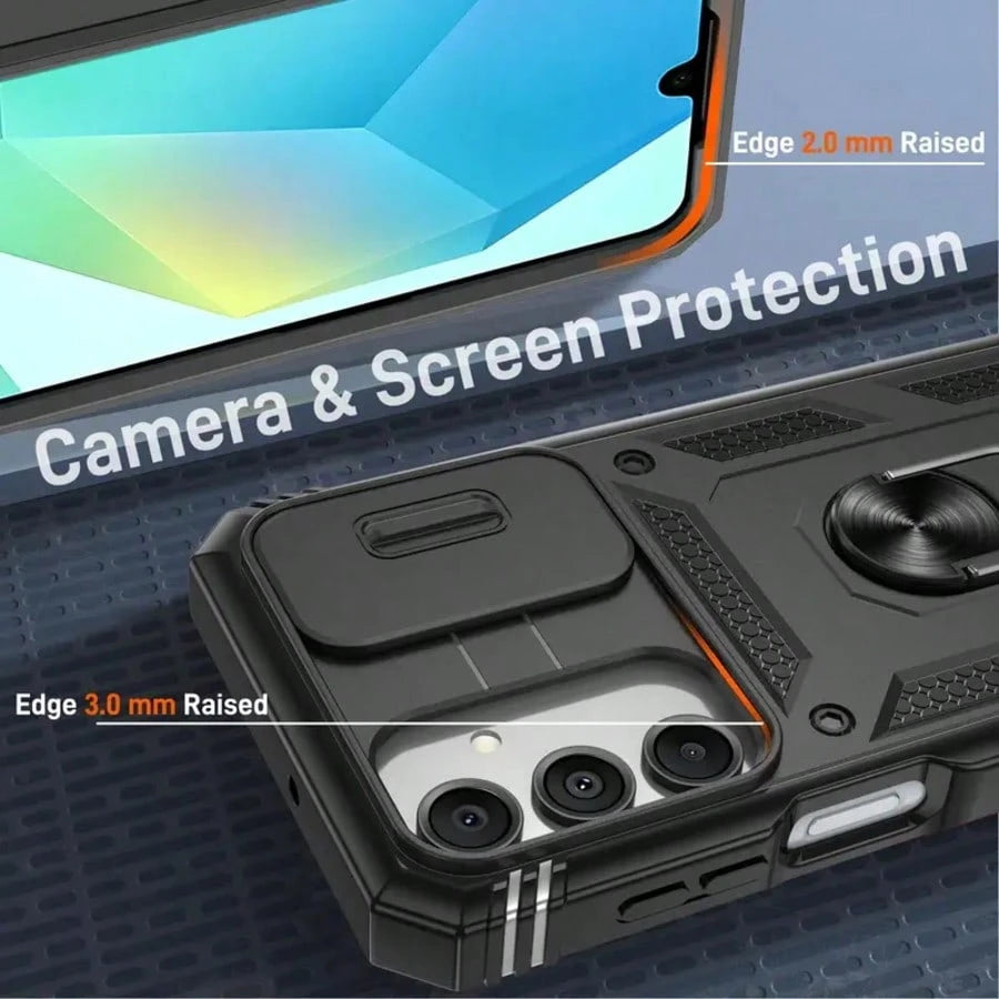 Suitable For Galaxy A55 A36 A26 A16 A54 A34 A14 A15 A05 5G Phone Cases, With Sliding Camera Cover And Built-In 360° Rotating Ring Holder, Magnetic Shock-Proof Design, Also Fit For Galaxy S25 S24 S23 S