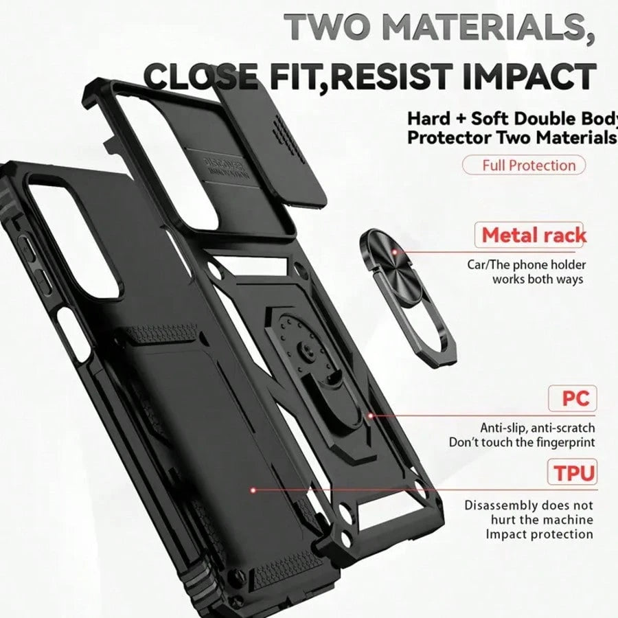 Suitable For Galaxy A55 A36 A26 A16 A54 A34 A14 A15 A05 5G Phone Cases, With Sliding Camera Cover And Built-In 360° Rotating Ring Holder, Magnetic Shock-Proof Design, Also Fit For Galaxy S25 S24 S23 S