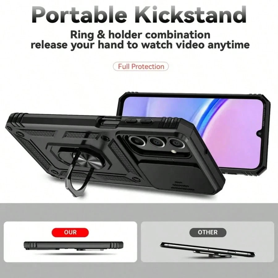 Suitable For Galaxy A55 A36 A26 A16 A54 A34 A14 A15 A05 5G Phone Cases, With Sliding Camera Cover And Built-In 360° Rotating Ring Holder, Magnetic Shock-Proof Design, Also Fit For Galaxy S25 S24 S23 S