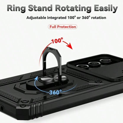 Suitable For Galaxy A55 A36 A26 A16 A54 A34 A14 A15 A05 5G Phone Cases, With Sliding Camera Cover And Built-In 360° Rotating Ring Holder, Magnetic Shock-Proof Design, Also Fit For Galaxy S25 S24 S23 S