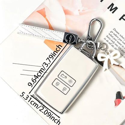 Suitable For Renault Koleos/Kadjar Smart Remote Key, Car Logo Rope Bow Pendant Style, Highly Attractive Full Coverage Electroplated Key Cover, Anti-Slip Comfortable Touch, Daily Travel Anti-Drop Anti