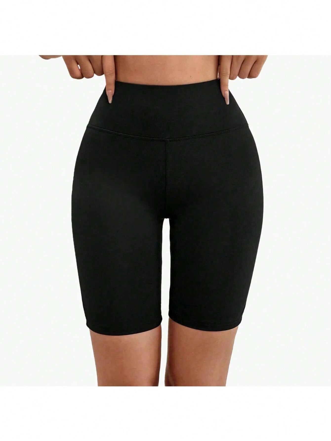 Summer High Waist Stretchy Butt Lifting Yoga Shorts, Contrast Color Patchwork Fitness Leggings, Slimming Waist Shaping Peach Hips, Sports Cinched Waist