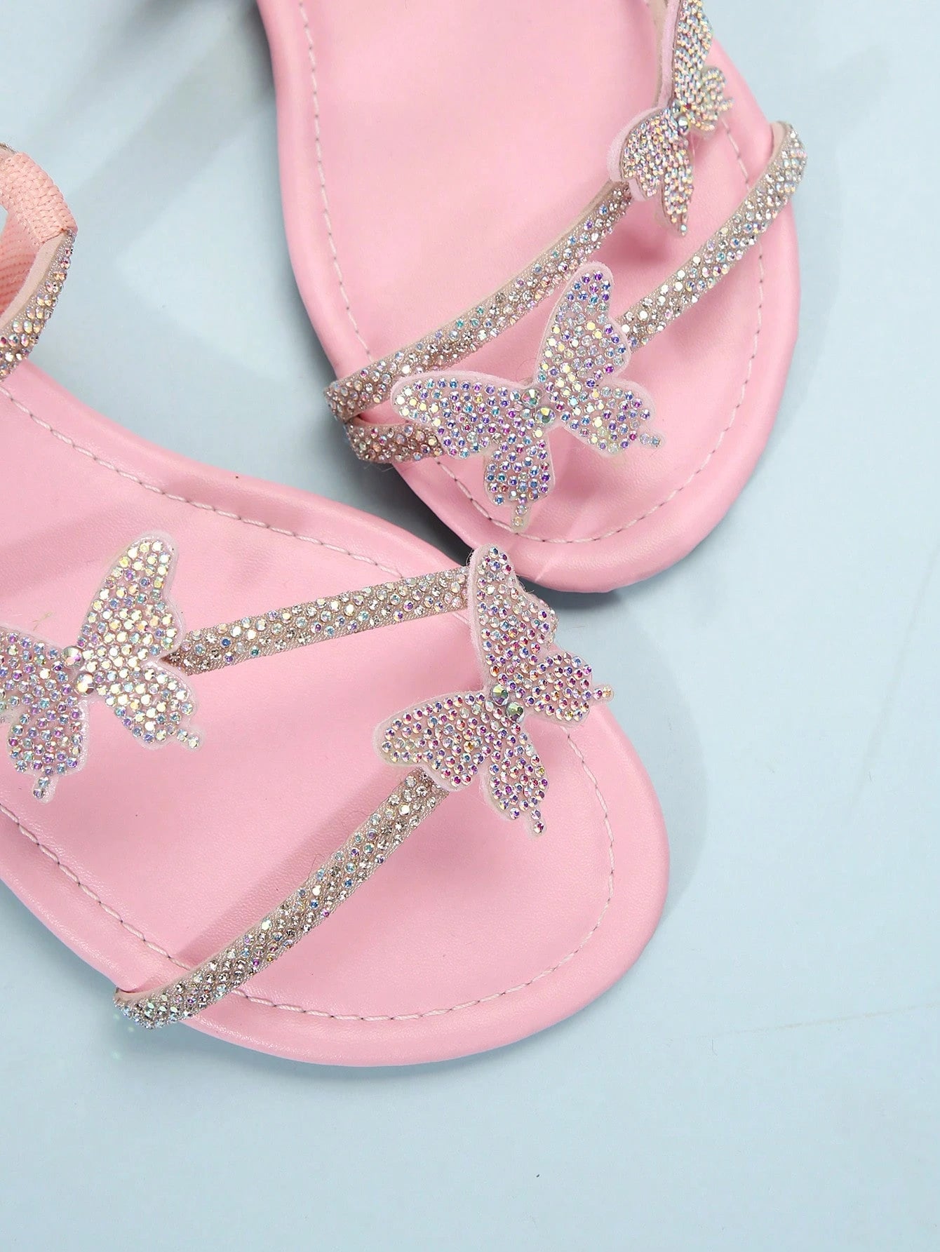 Summer New Rhinestone Bow Multi-Strap Dual-Wear Design Flat Sandals, Comfortable For Dates, Parties, Home, Casual And Daily Outings