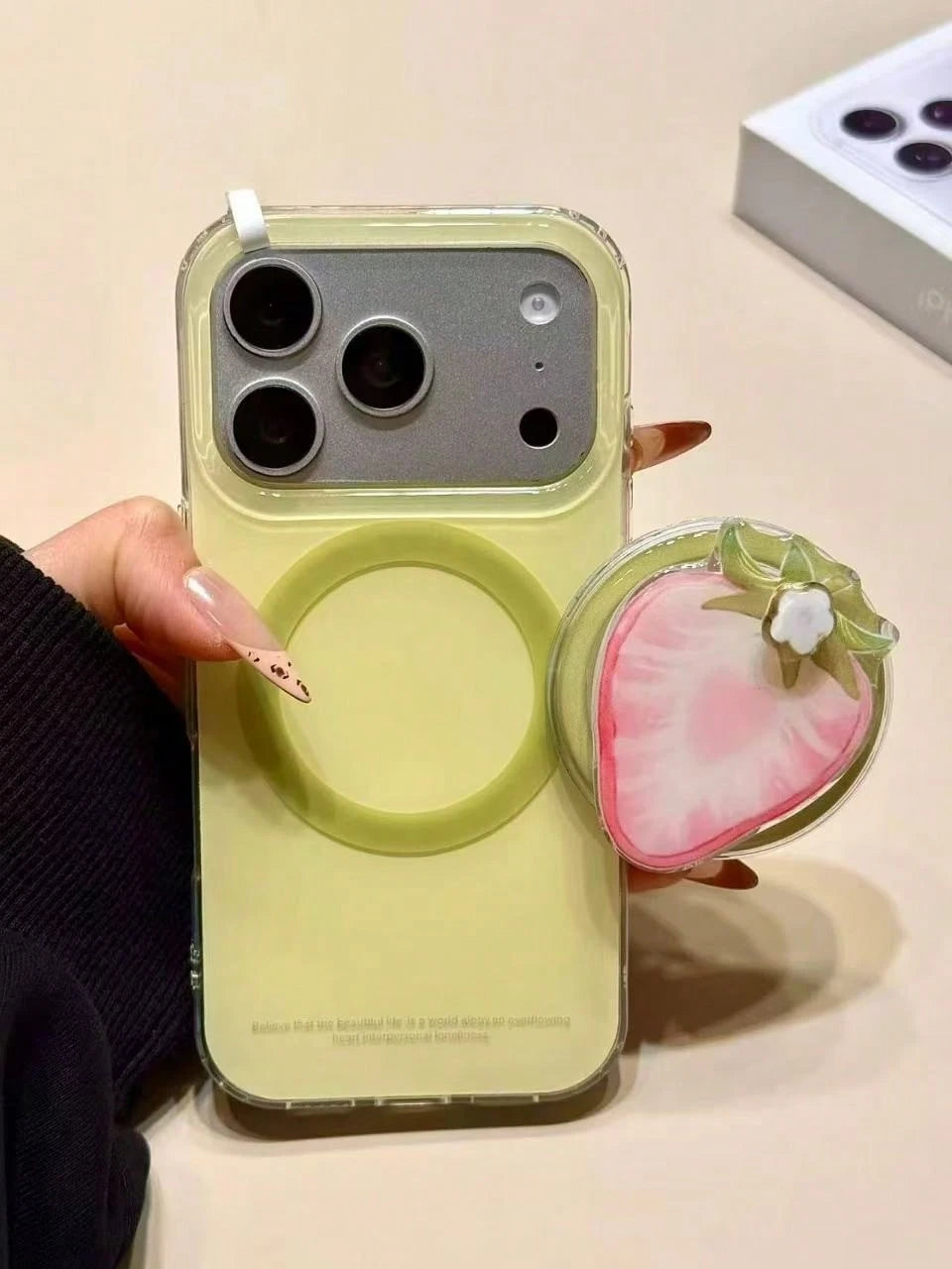 Summer Rotating Flower Strawberry Magnetic Phone Stand Compatible With MagSafe, Portable Desktop Support Holder For Women