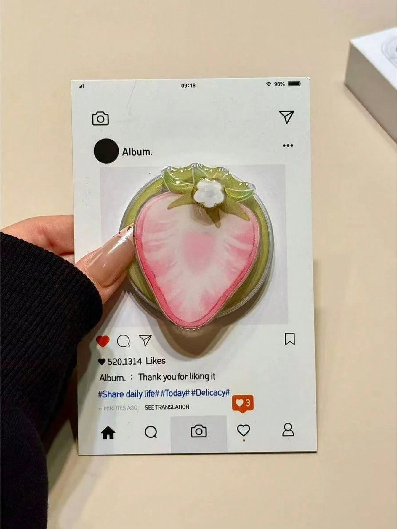 Summer Rotating Flower Strawberry Magnetic Phone Stand Compatible With MagSafe, Portable Desktop Support Holder For Women
