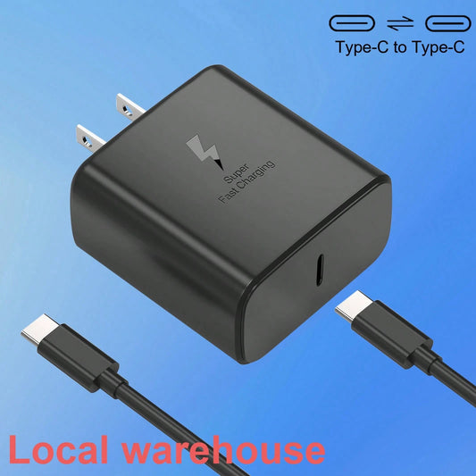 Super Fast Charging USB-C Charger With Type-C Cable, Compatible With Galaxy S23 Ultra/S22/S21, Z Fold 5, Galaxy Tab Series & Fast-Charging Devices, Local Warehouse