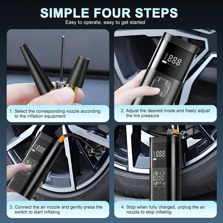 Super Special Offer!!!Portable Tire Inflator Air CompressorDigital Display Tire Inflator Pump, Suitable For Cars And Motorcycles.Universal For Automobiles, Bicycles, Sports Equipment AndBalls, Fast In