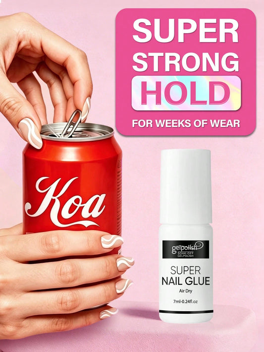 Super Strong Nail Glue For Acrylic Nails,Nail Tips, Press On Nails,Fake Nails, Salon Quality Brush On Nail Glue Easy Application Durable & Long-Lasting False Nail Glue
