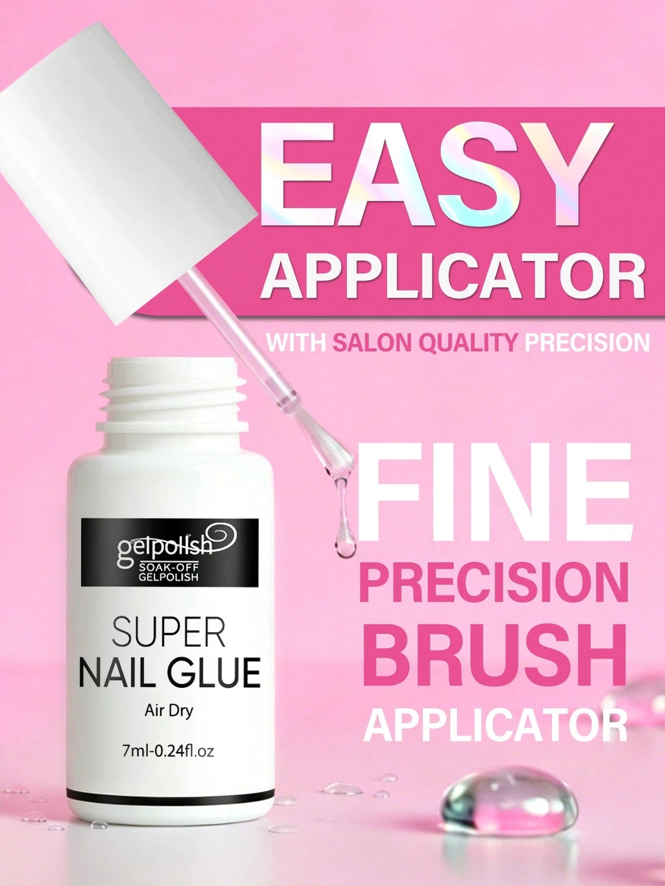 Super Strong Nail Glue For Acrylic Nails,Nail Tips, Press On Nails,Fake Nails, Salon Quality Brush On Nail Glue Easy Application Durable & Long-Lasting False Nail Glue