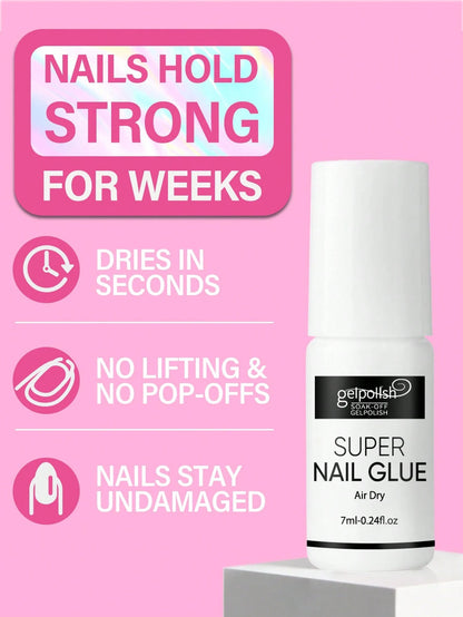 Super Strong Nail Glue For Acrylic Nails,Nail Tips, Press On Nails,Fake Nails, Salon Quality Brush On Nail Glue Easy Application Durable & Long-Lasting False Nail Glue