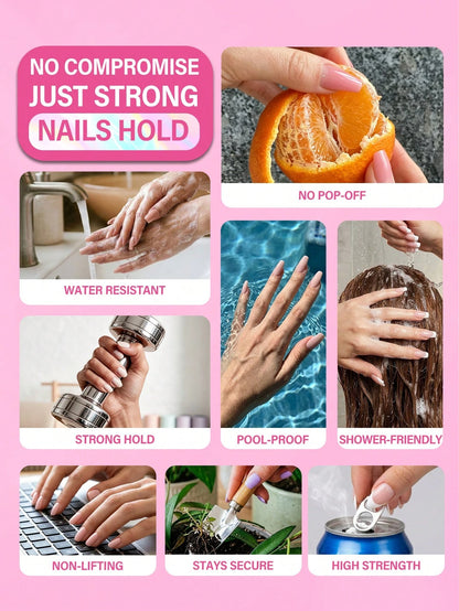 Super Strong Nail Glue For Acrylic Nails,Nail Tips, Press On Nails,Fake Nails, Salon Quality Brush On Nail Glue Easy Application Durable & Long-Lasting False Nail Glue