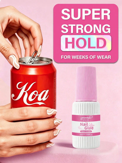 Super Strong Nail Glue For Acrylic Nails,Nail Tips, Press On Nails,Fake Nails, Salon Quality Brush On Nail Glue Easy Application Durable & Long-Lasting False Nail Glue