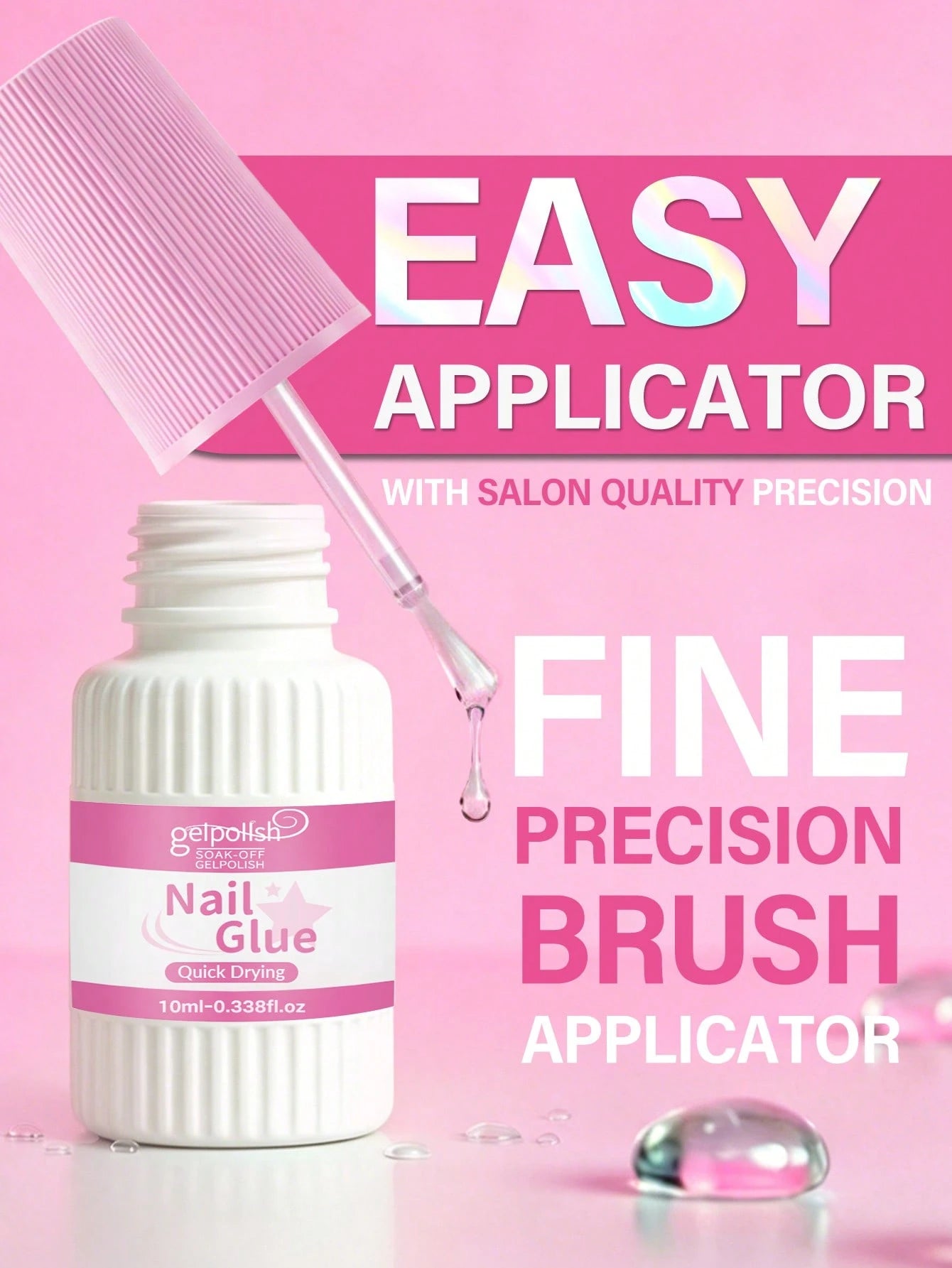 Super Strong Nail Glue For Acrylic Nails,Nail Tips, Press On Nails,Fake Nails, Salon Quality Brush On Nail Glue Easy Application Durable & Long-Lasting False Nail Glue