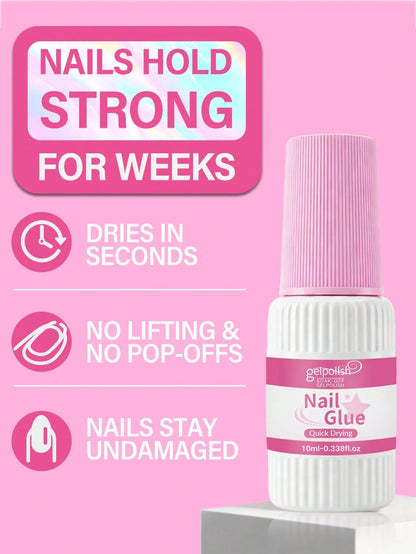 Super Strong Nail Glue For Acrylic Nails,Nail Tips, Press On Nails,Fake Nails, Salon Quality Brush On Nail Glue Easy Application Durable & Long-Lasting False Nail Glue