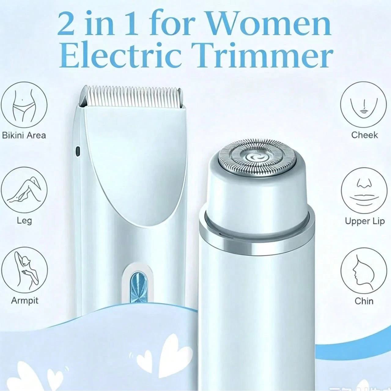 Super Value Set! 2 In 1 Electric Bikini Shaver With Limit Comb & Charging Cord Waterproof Recharge Body Hair Trimmer Multi Colors