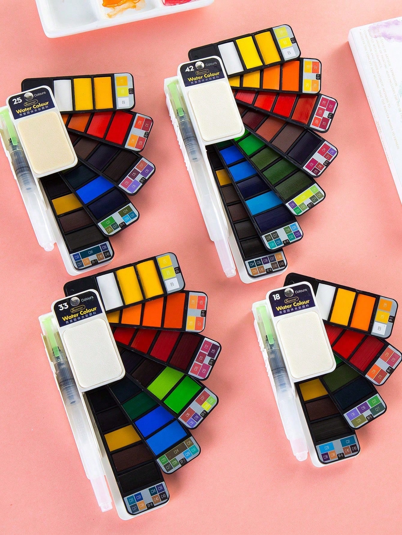 Superior 1set Mixed Color Pigment With Brush, Modern Portable Paint Set For Artists, Beginners,Mother's Day,Mom's Gift,Back To School,School Supplies