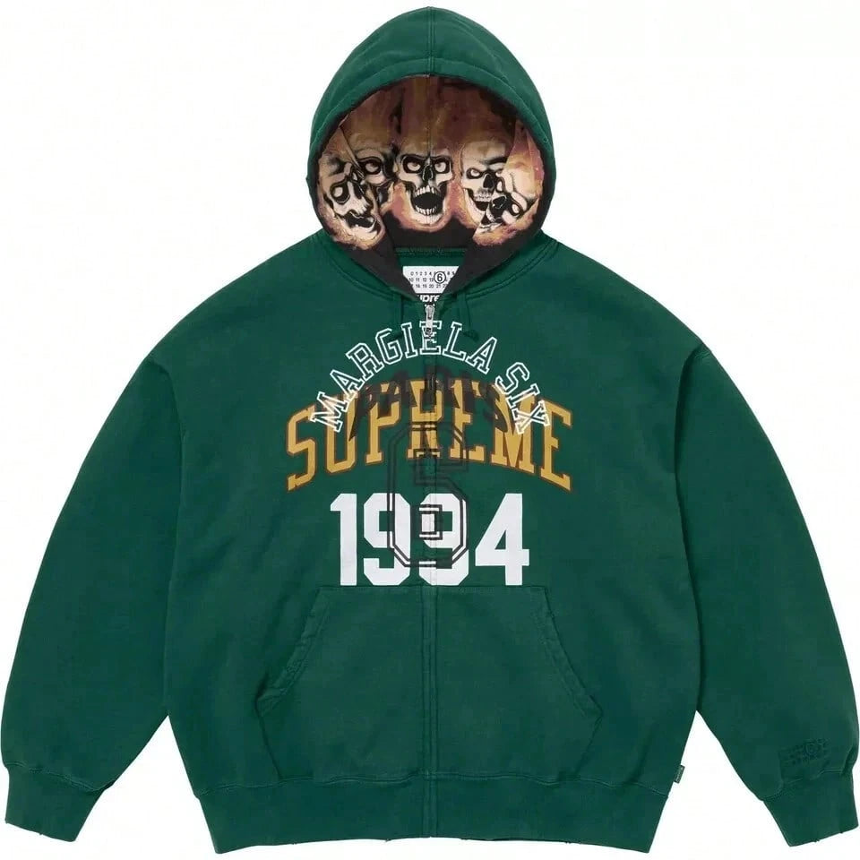 Supreme X Maison Margiela Limited Edition Collab Streetwear Hoodie, Edgy Skull Lining, Versatile For Daily, Skate & Casual Outings