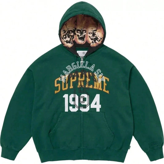 Supreme X Maison Margiela Limited Edition Collab Streetwear Hoodie, Edgy Skull Lining, Versatile For Daily, Skate & Casual Outings