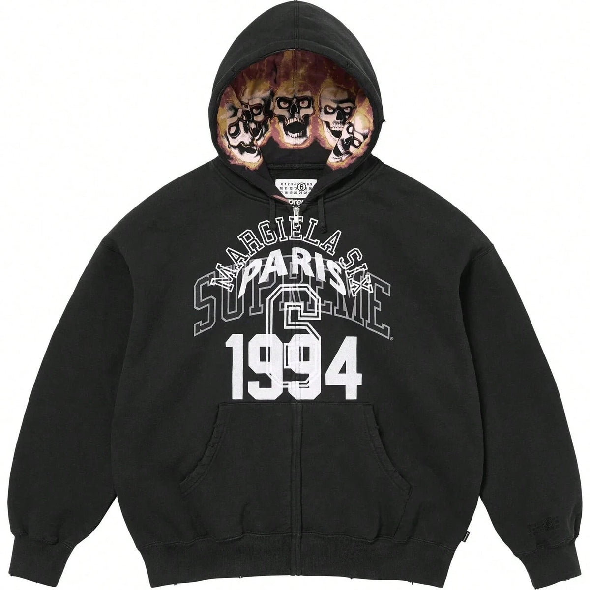 Supreme X Maison Margiela Limited Edition Collab Streetwear Hoodie, Edgy Skull Lining, Versatile For Daily, Skate & Casual Outings