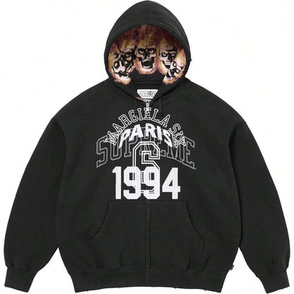 Supreme X Maison Margiela Limited Edition Collab Streetwear Hoodie, Edgy Skull Lining, Versatile For Daily, Skate & Casual Outings
