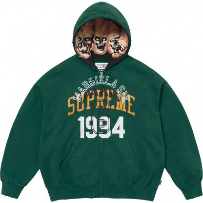 Supreme X Maison Margiela Limited Edition Collab Streetwear Hoodie, Edgy Skull Lining, Versatile For Daily, Skate & Casual Outings