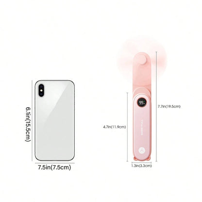 sweetfull Portable Handheld Mini Fan, Foldable Fan, USB Rechargeable Personal Travel Fan With LED Display, Emergency LED Flashlight, Small Air Cooler, Suitable For Desk, Office, Bedroom, Outdoor Trave