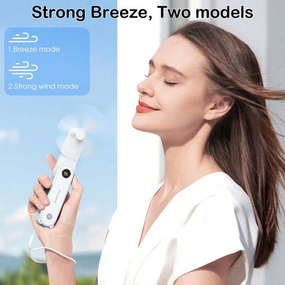 sweetfull Portable Handheld Mini Fan, Foldable Fan, USB Rechargeable Personal Travel Fan With LED Display, Emergency LED Flashlight, Small Air Cooler, Suitable For Desk, Office, Bedroom, Outdoor Trave