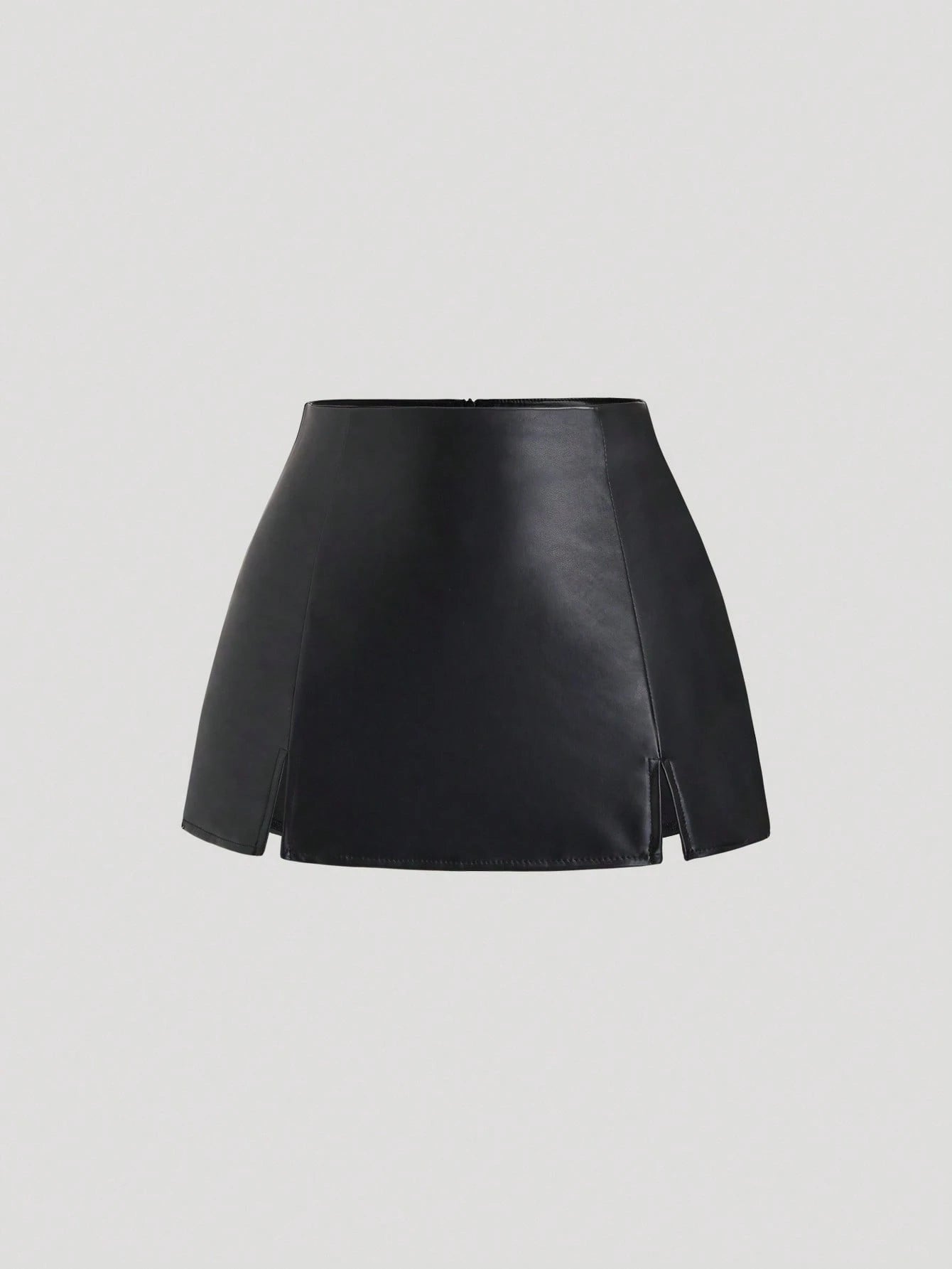 Sweetra Autumn/Winter Maillard Color Suede A-Line Slit Hem Casual Party Mini Skirt For Women
