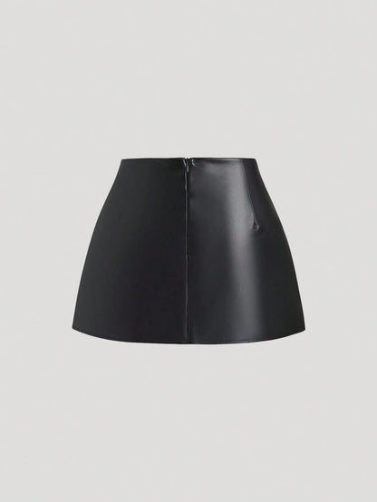 Sweetra Autumn/Winter Maillard Color Suede A-Line Slit Hem Casual Party Mini Skirt For Women