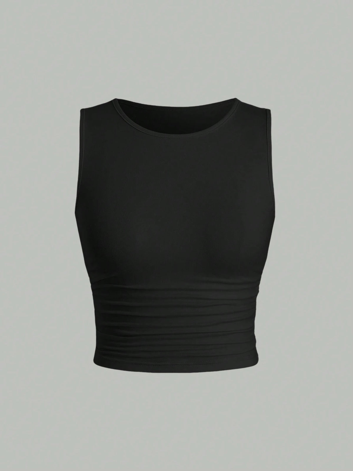 Sweetra Solid Color Pleated Tank Top