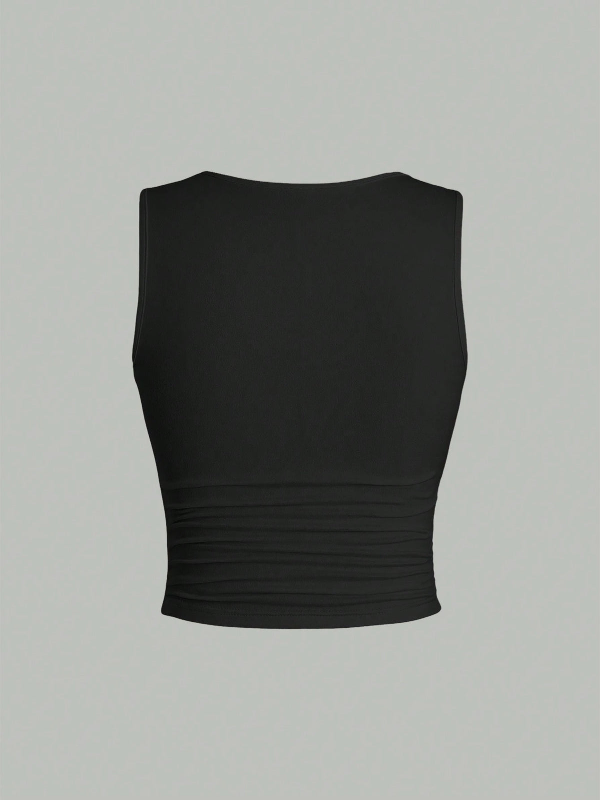 Sweetra Solid Color Pleated Tank Top