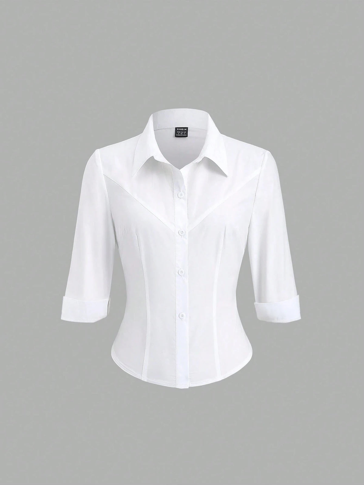 Sweetra Women's Business Casual Stylish Shirt With Tie, Fitted Waist, 3/4 Sleeve, Versatile Office Wear