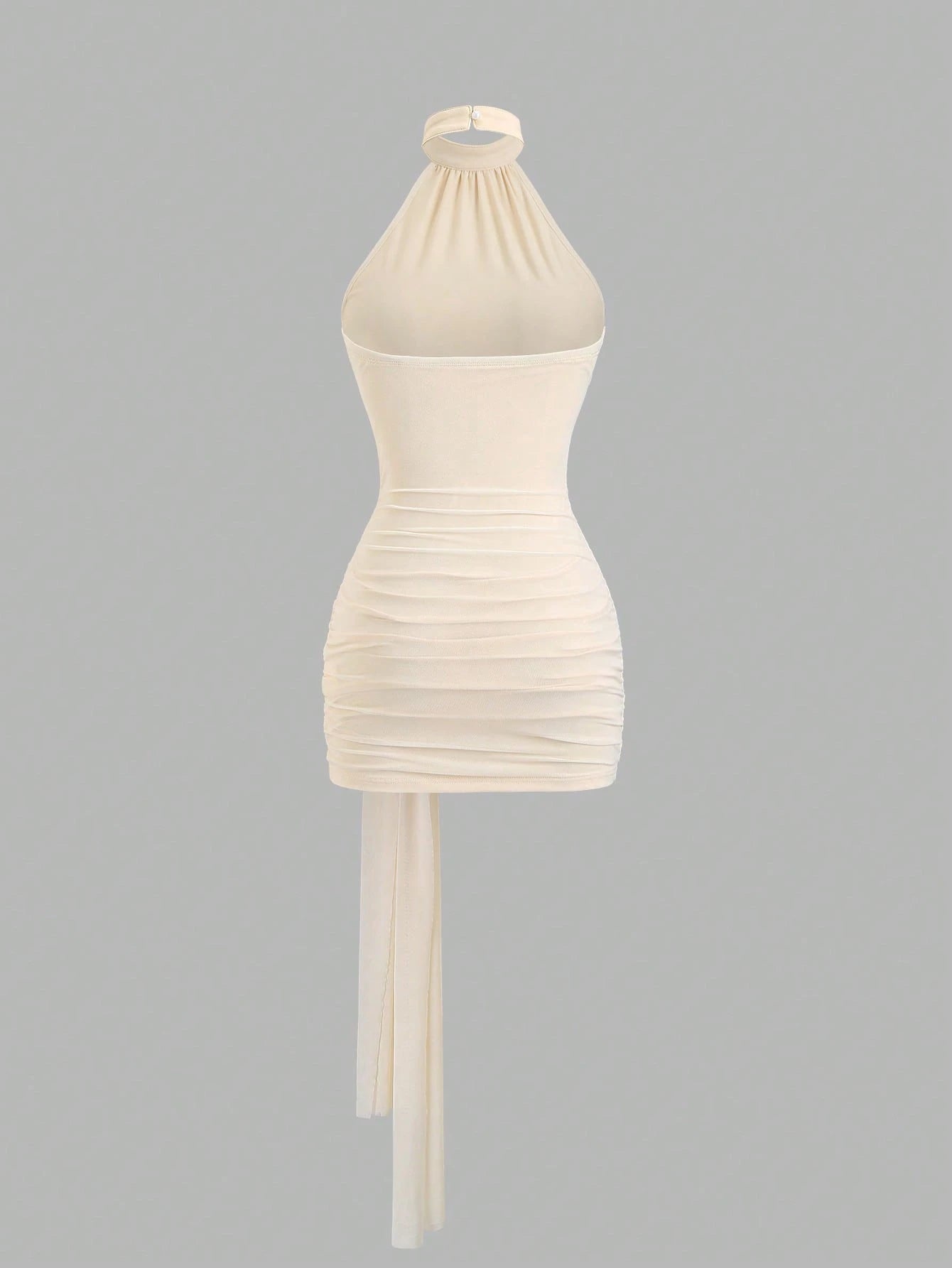 Sweetra Women's Elegant Fitted Romantic Pleated Halter Knit Dress