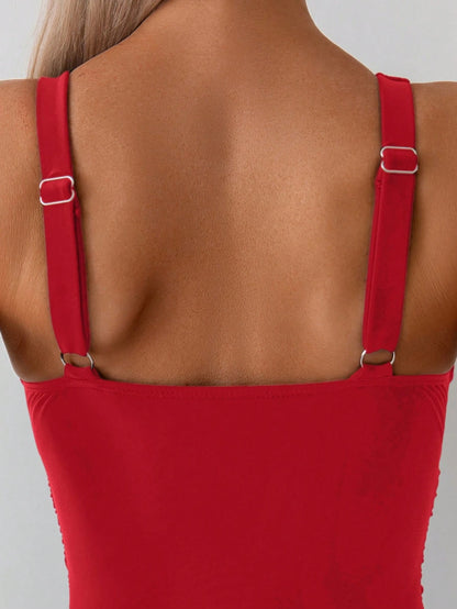 Swim Basics 1pc Women's Solid Color Camisole, Minimalist And Fashionable For Casual Daily Wear Summer