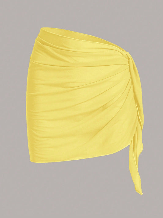 Swim Chiccia Solid Ruched Cover Up Skirt Summer