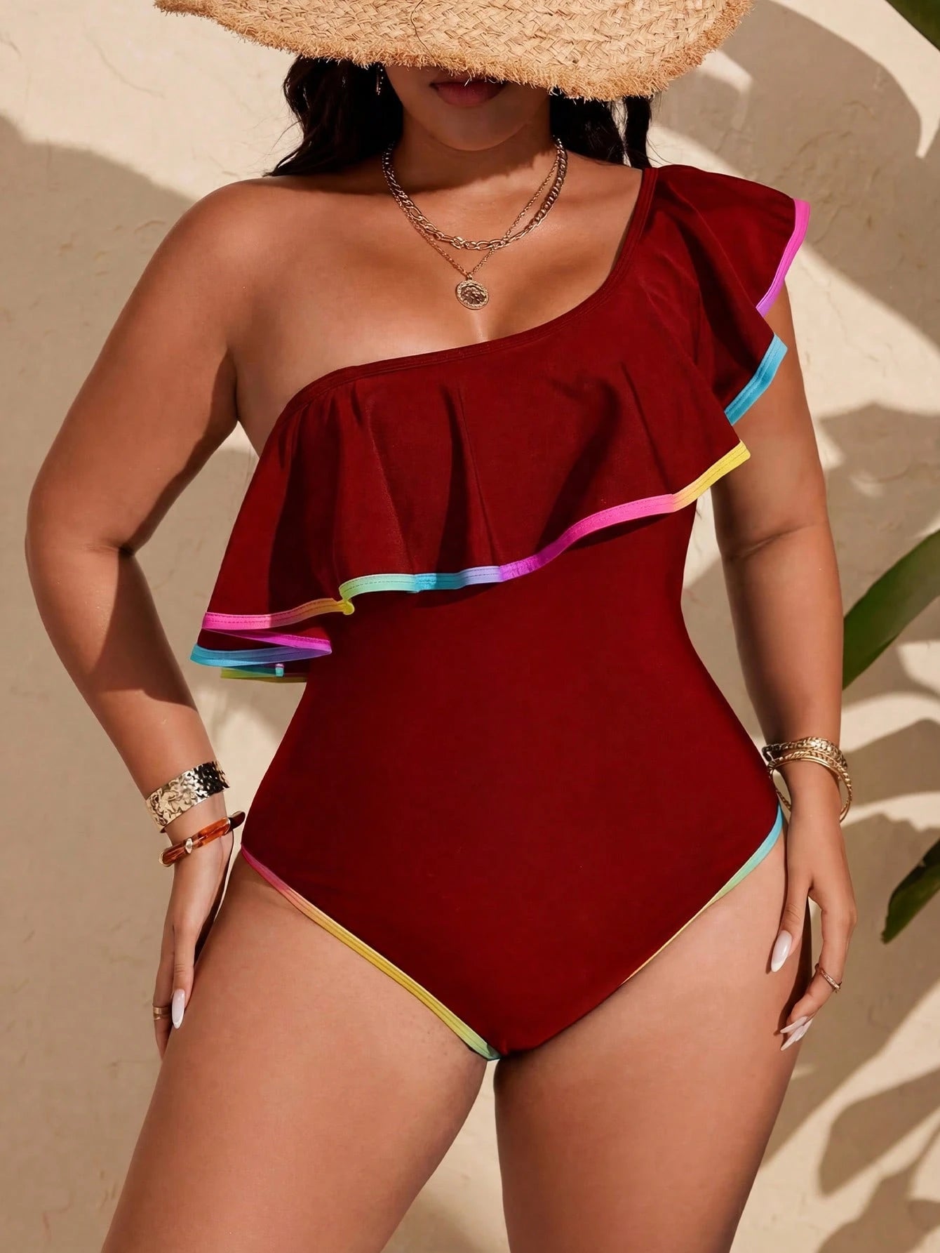 Swim Curve Plus Size Women One-Piece Swimsuit, Summer Holiday Jumper Swimwear