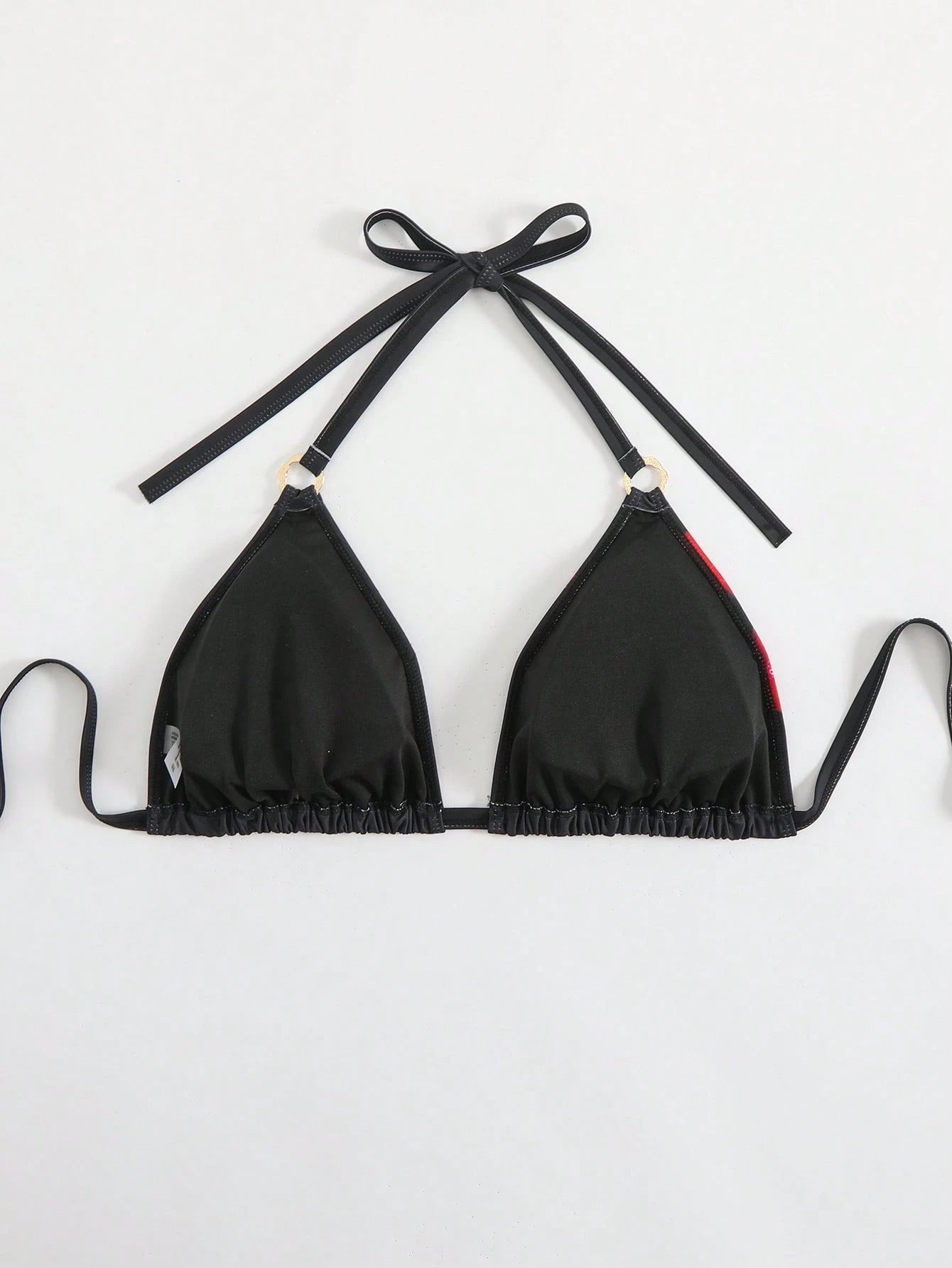Swim Lushoire Plus Size Women Metal Accent One-Piece Swimwear Top, Multi-Color Print, Minimalist Daily/Holiday/Beach Wear For Summer