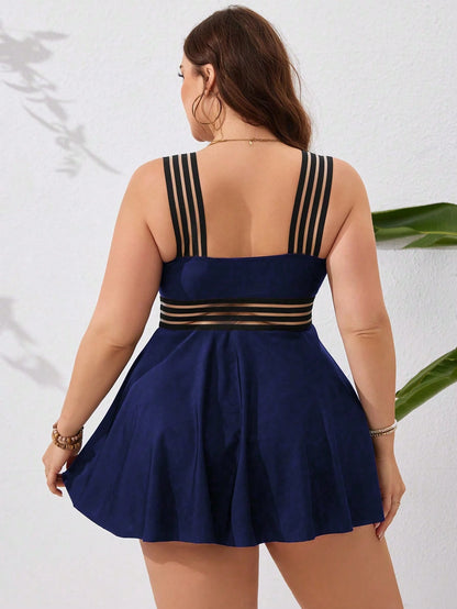 Swim Lushoire Summer Beach Plus Size Monochromatic Swimwear Set, Bathing Suit Beach Outfit Vacay Vibe