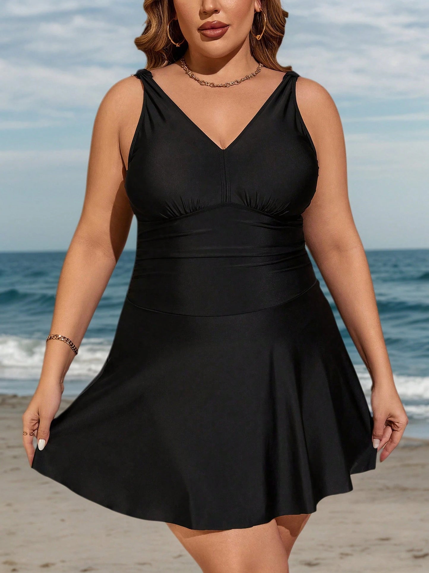 Swim Lushoire Summer Beach Plus Size One Piece Swimsuit