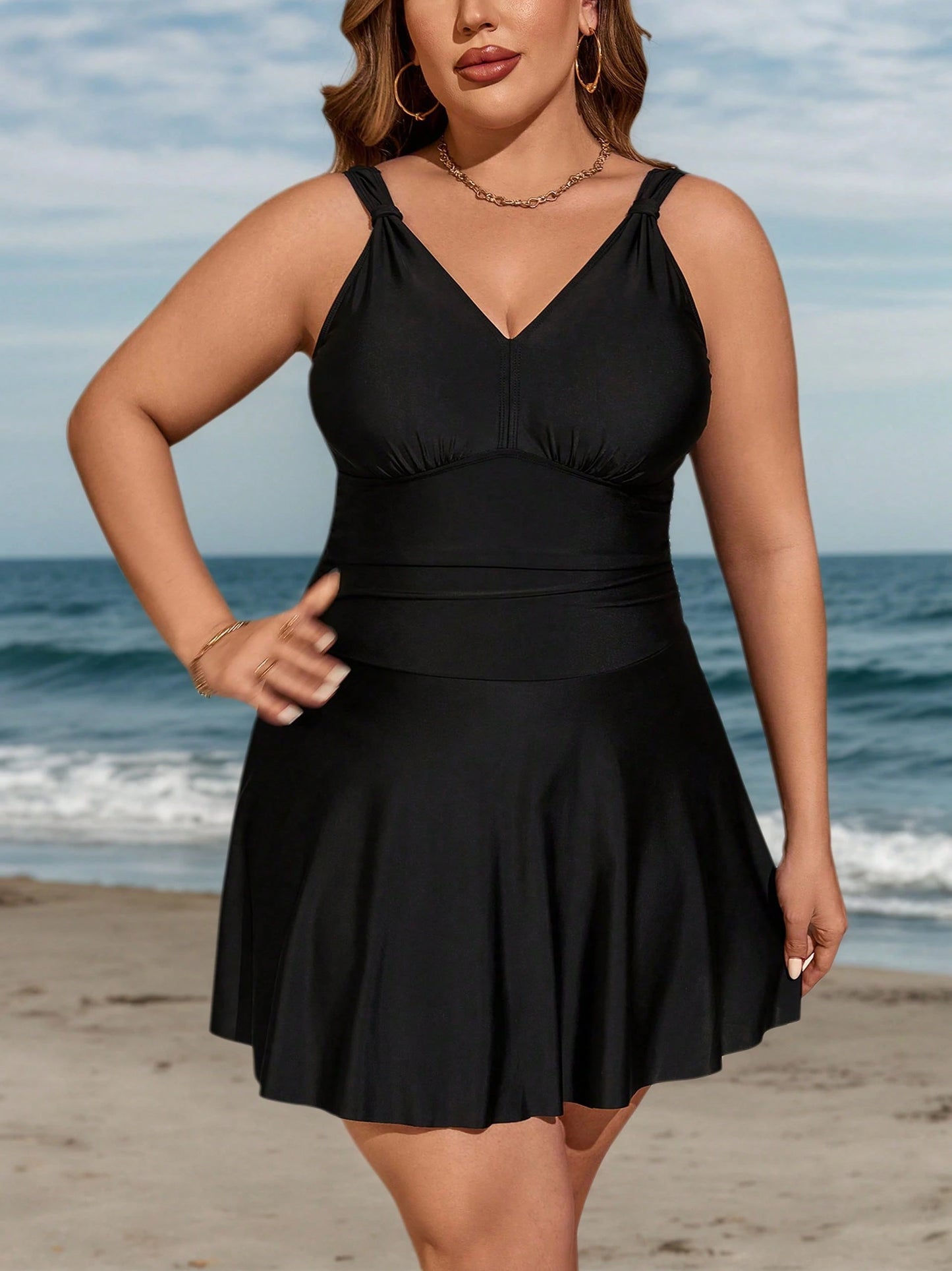 Swim Lushoire Summer Beach Plus Size One Piece Swimsuit