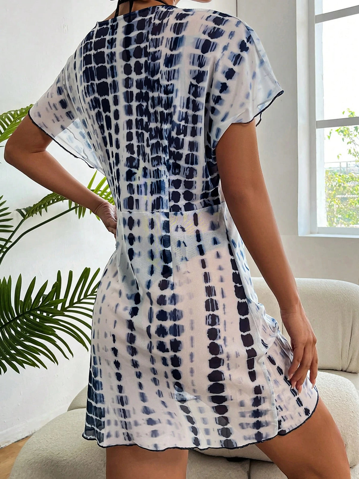 Swim Lushoire Summer Beach Tie Dye Wrap Knot Side Kimono