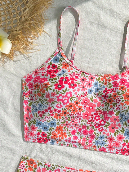 Swim Lushoire Vacation Beach Ditsy Floral Tankini Set