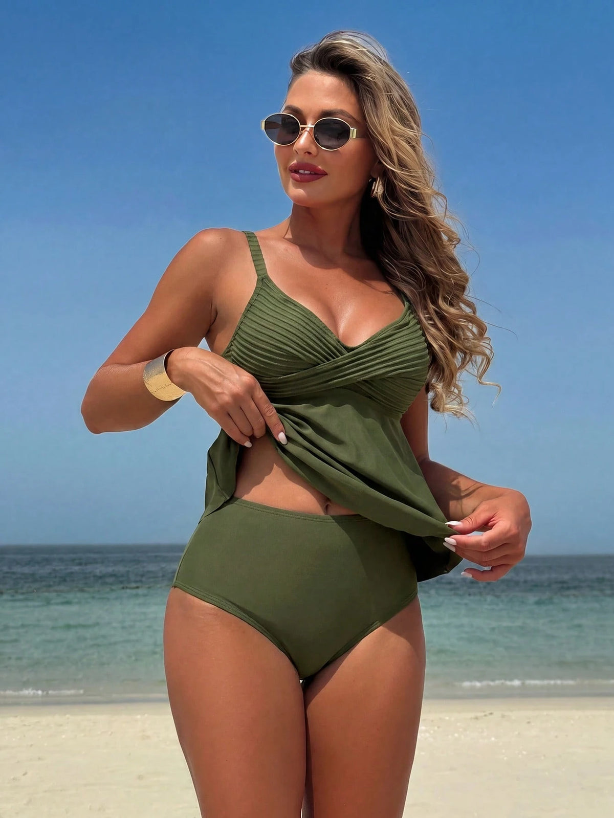 Swim Lushoire Women 2 Pieces Bikini Set,Black And White Striped Textured High-Waist Swim Shorts Camisole Spaghetti Strap Swimwear,Summer,Casual,Beach Party,Holiday