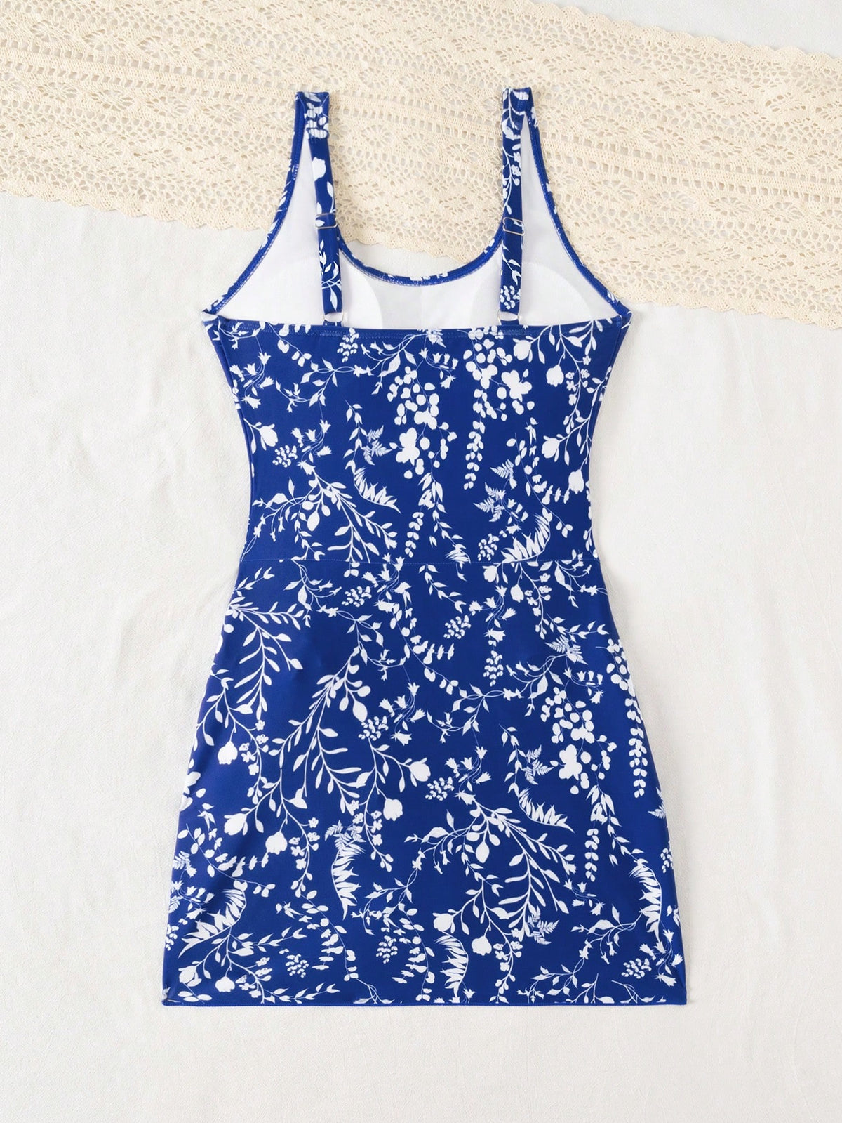 Swim Lushoire Women Floral Print Scoop Neck One-Piece Swimsuit With Swim Shorts For Summer Beach Vacation