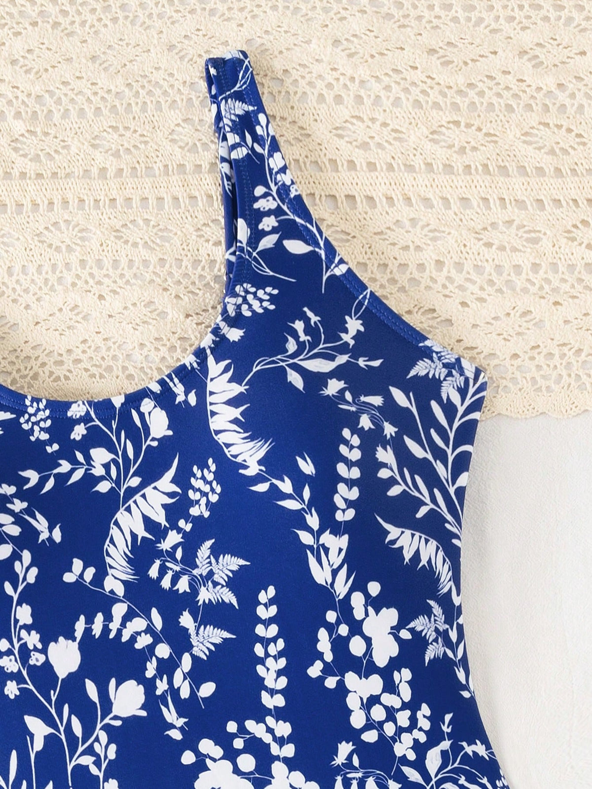 Swim Lushoire Women Floral Print Scoop Neck One-Piece Swimsuit With Swim Shorts For Summer Beach Vacation