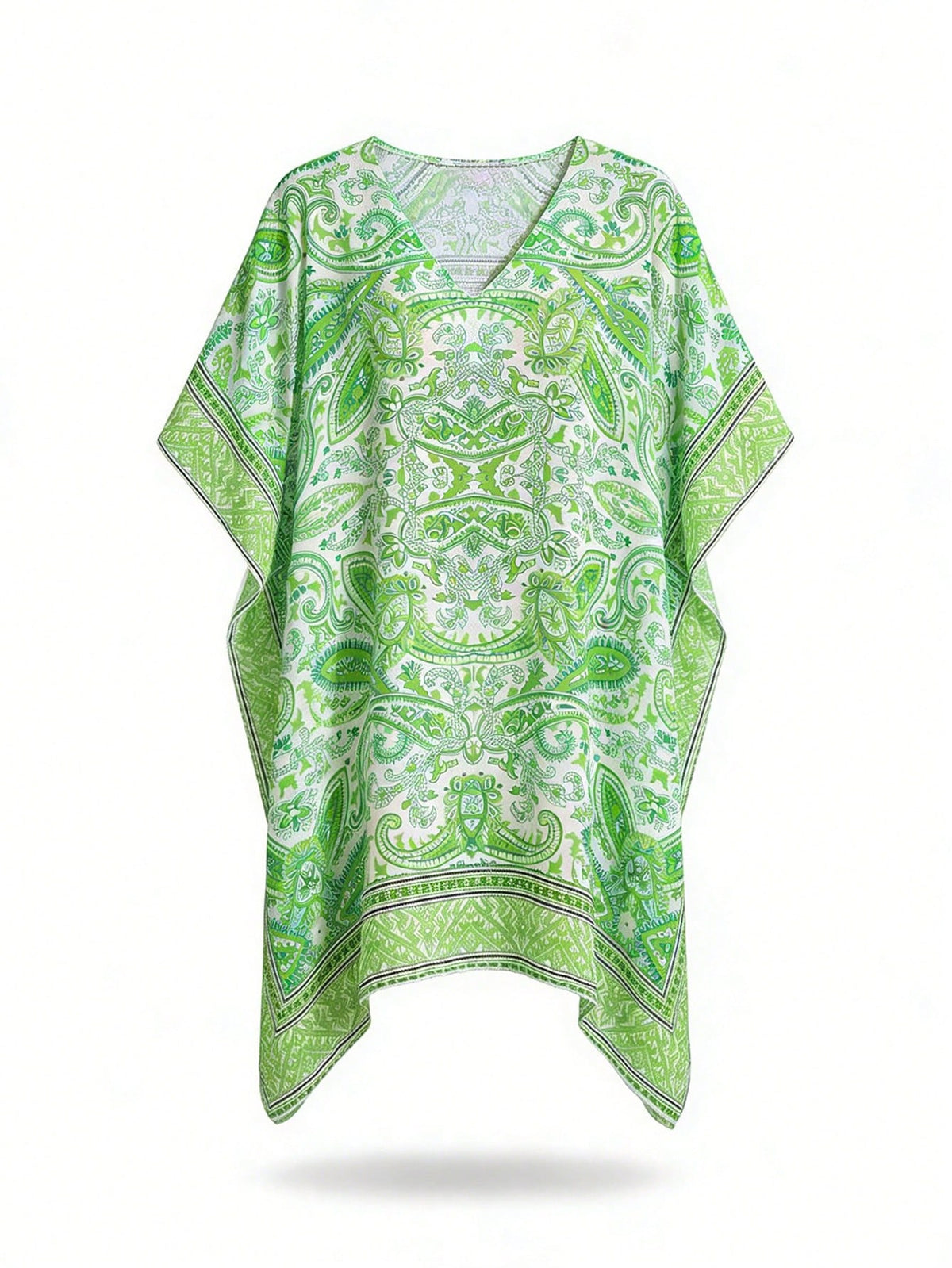 Swim Lushoire Women's Casual Holiday Peacock Print Batwing Sleeve Cover Up Dress Summer