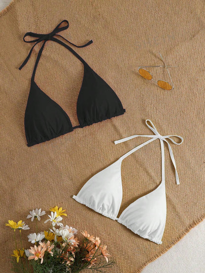 Swim Mod 2026 New Arrival Spring/Summer Plus Size Women Cute Macaron Color Bikini Top, Suitable For Beach, Resort, Pool Party