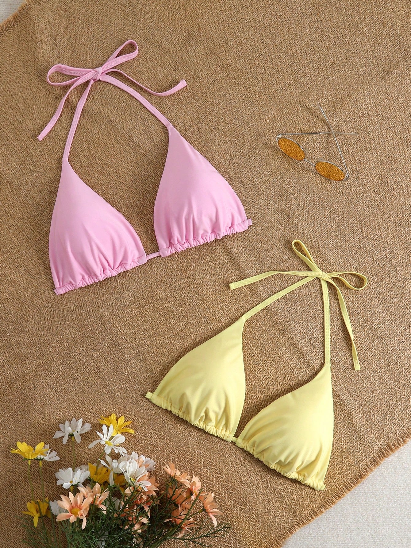 Swim Mod 2026 New Arrival Spring/Summer Plus Size Women Cute Macaron Color Bikini Top, Suitable For Beach, Resort, Pool Party