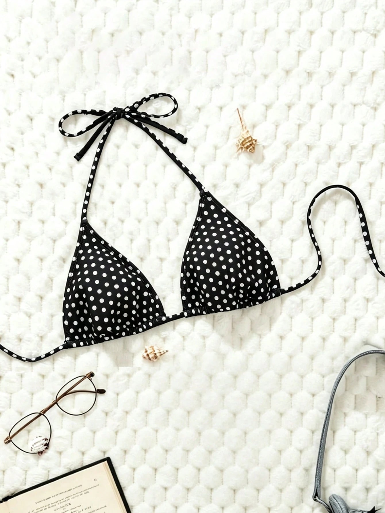 Swim Mod 2026 New Plus Size Women Polka Dot Print Swimwear Top, Cute Casual Daily Wear