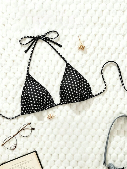 Swim Mod 2026 New Plus Size Women Polka Dot Print Swimwear Top, Cute Casual Daily Wear